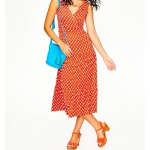 Boden Tiered Maxi Dress Flowy Orange & White Floral Size 6